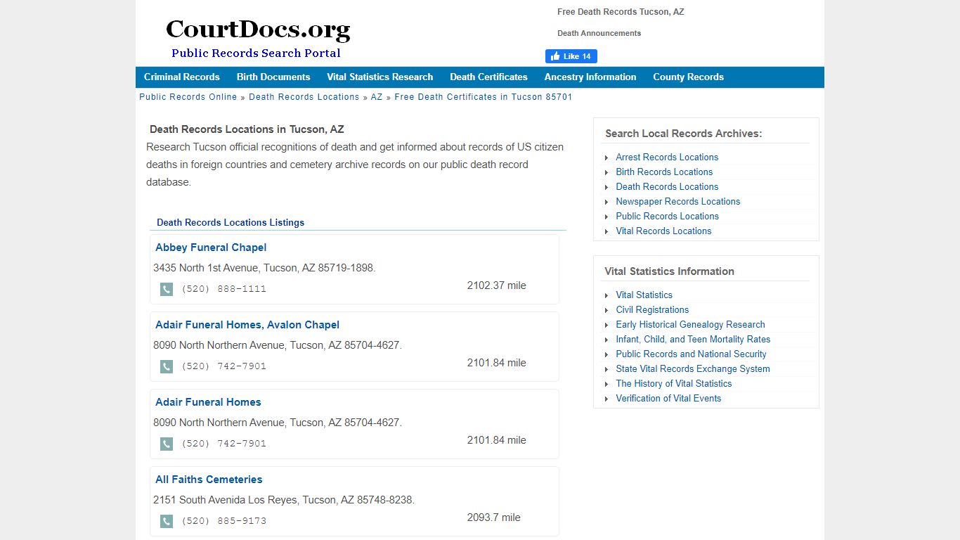 Free Death Records Tucson, AZ - Death Announcements - CourtDocs.org